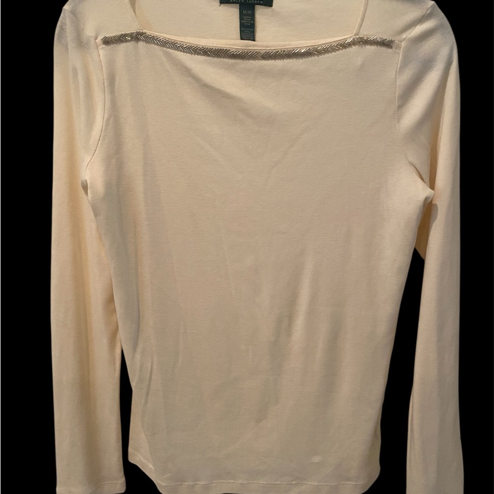 Ralph Lauren Elegant Cream Long Sleeve Top